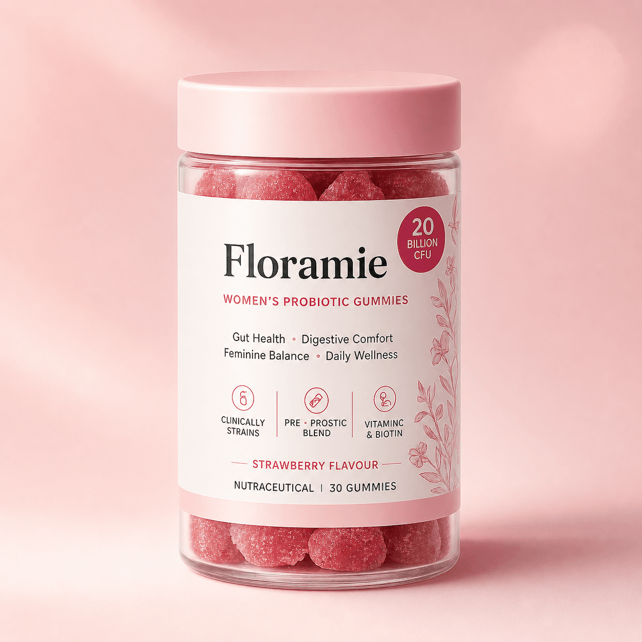 Floramie Women's Probiotic Gummies pack, front